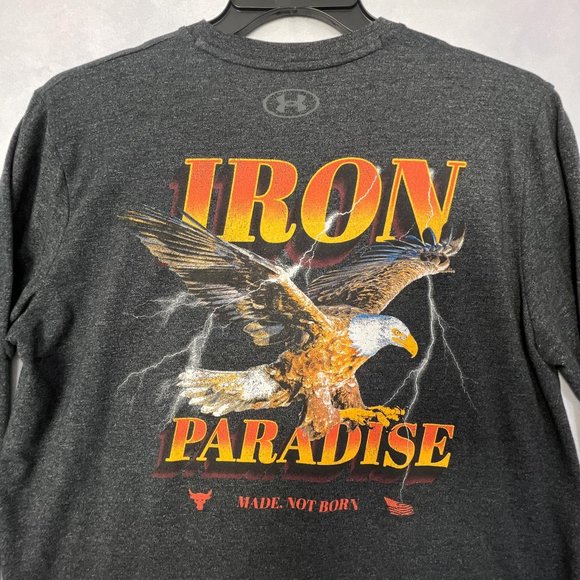 Under Armour Project Rock Iron Paradise T Shirt Long Sleeve Gray Mens Medium M - Picture 5 of 10